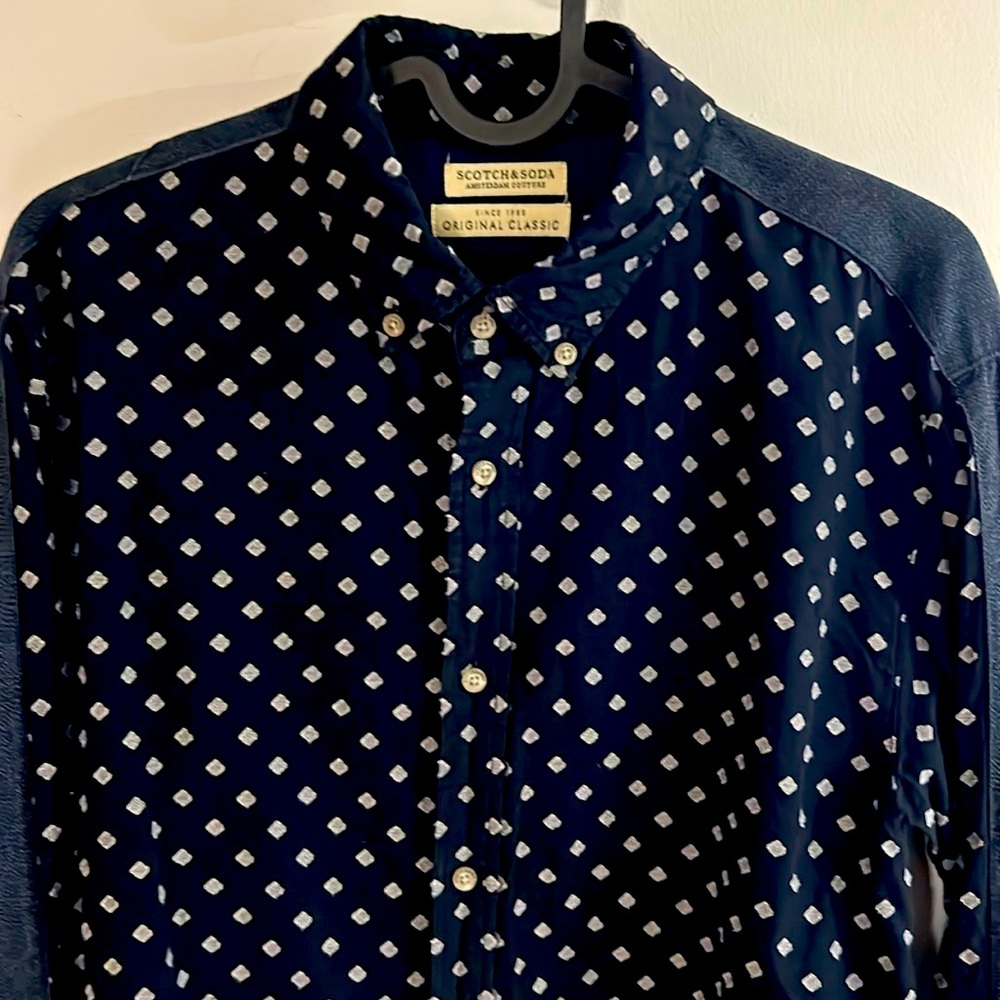 Scotch&soda men’s Oxford long sleeve button down printed shirt size Medium